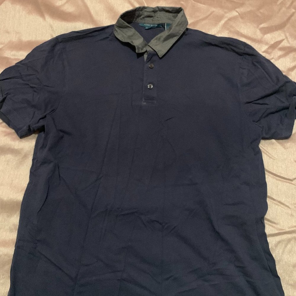 Perry Ellis navy blue polo short sleeve t shirt